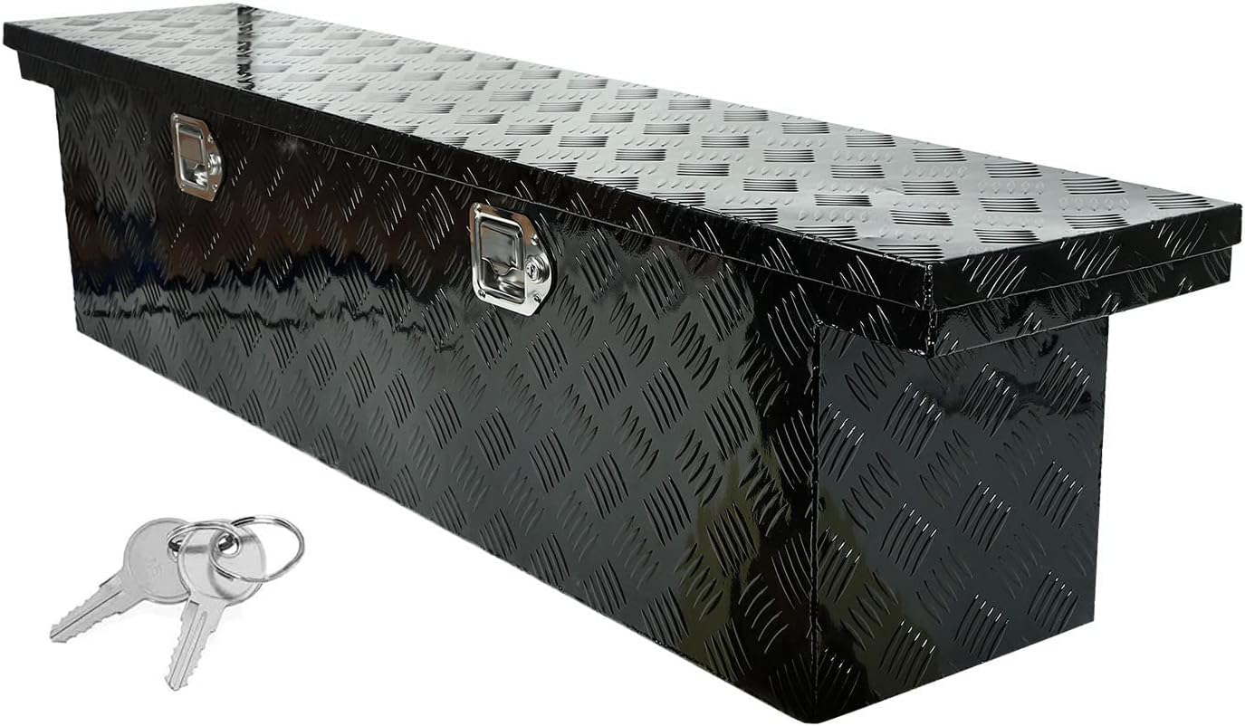 Black Aluminum Heavy Duty Truck Bed Tool Box with Lock & Keys U99693