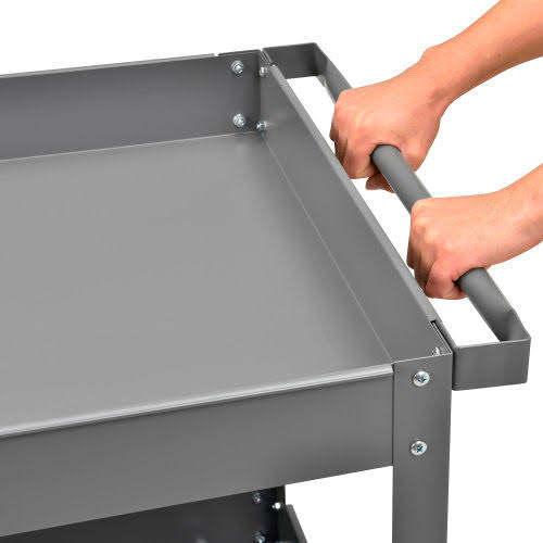2 Shelf Deep Tray Steel Stock Cart 500 lb. Capacity U46967