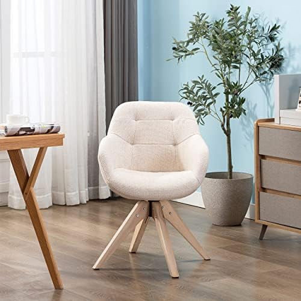 Mid Century Modern Swivel Fabric Accent Chair with Oak Wood Legs B7025