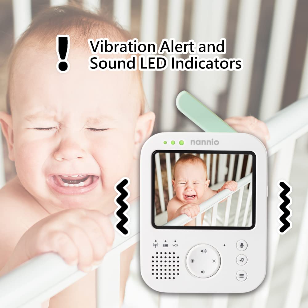 Video Baby Monitor with Night Light & Vibration, 3.5 Camera Monitor, Two-Way Audio B24615