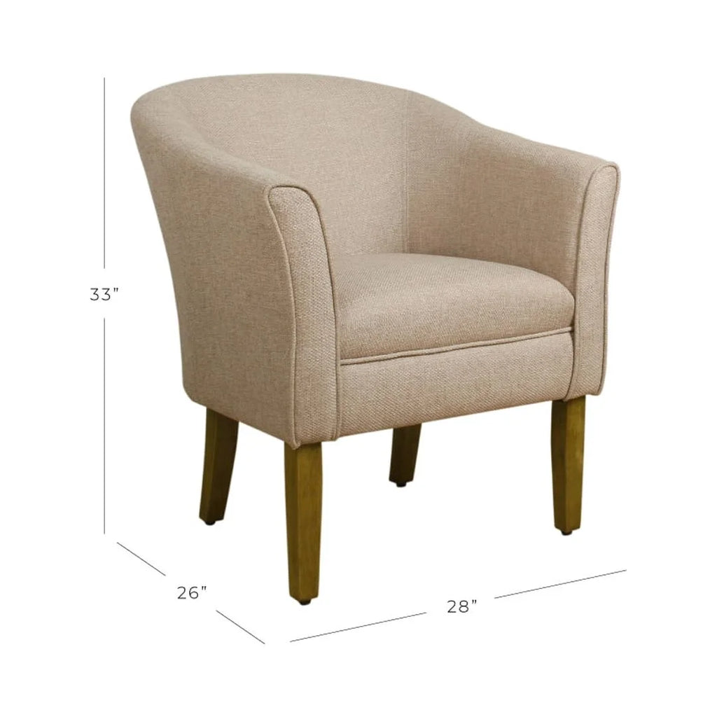 Cream and Brown Fabric Upholstered Wooden Accent Chair O7791