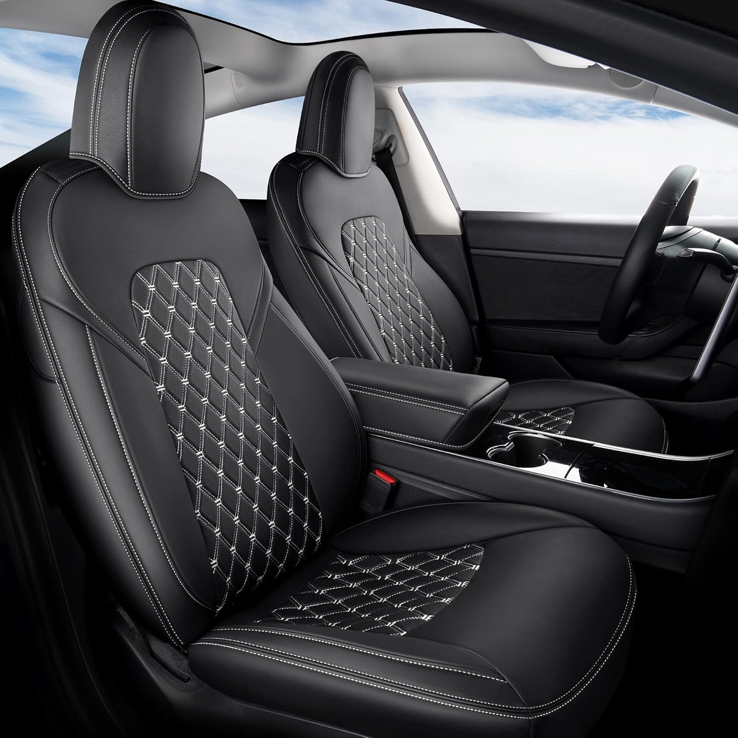Pu Leather Car Seat Covers Full Set 5 Seatings Black C331959