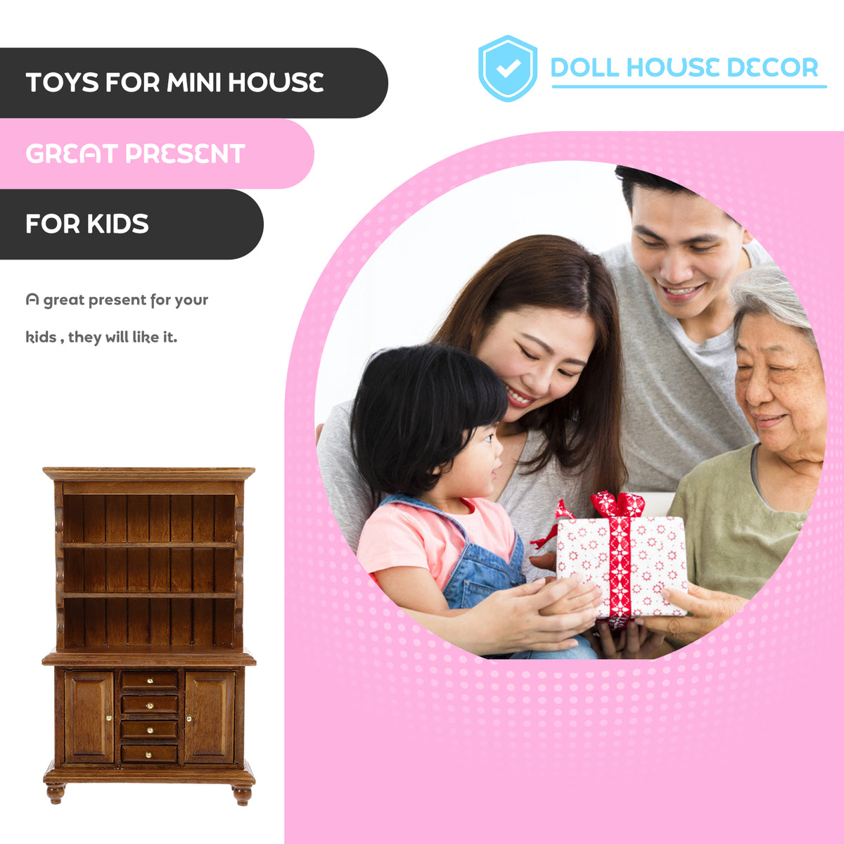 Walnut Color Miniature Bookcase Bookshelf O51510