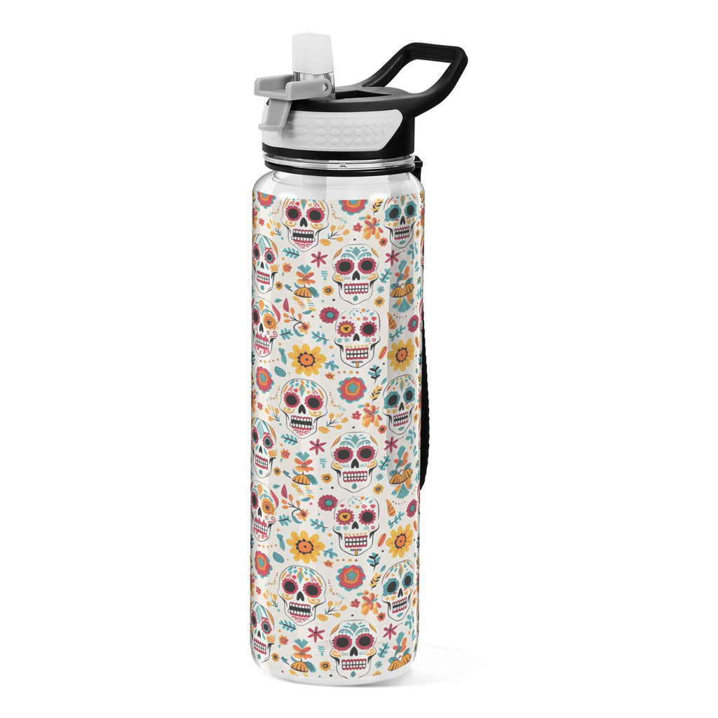 Skull Sunflowers Skeleton 32oz Tritan Leakproof Water Bottle W513