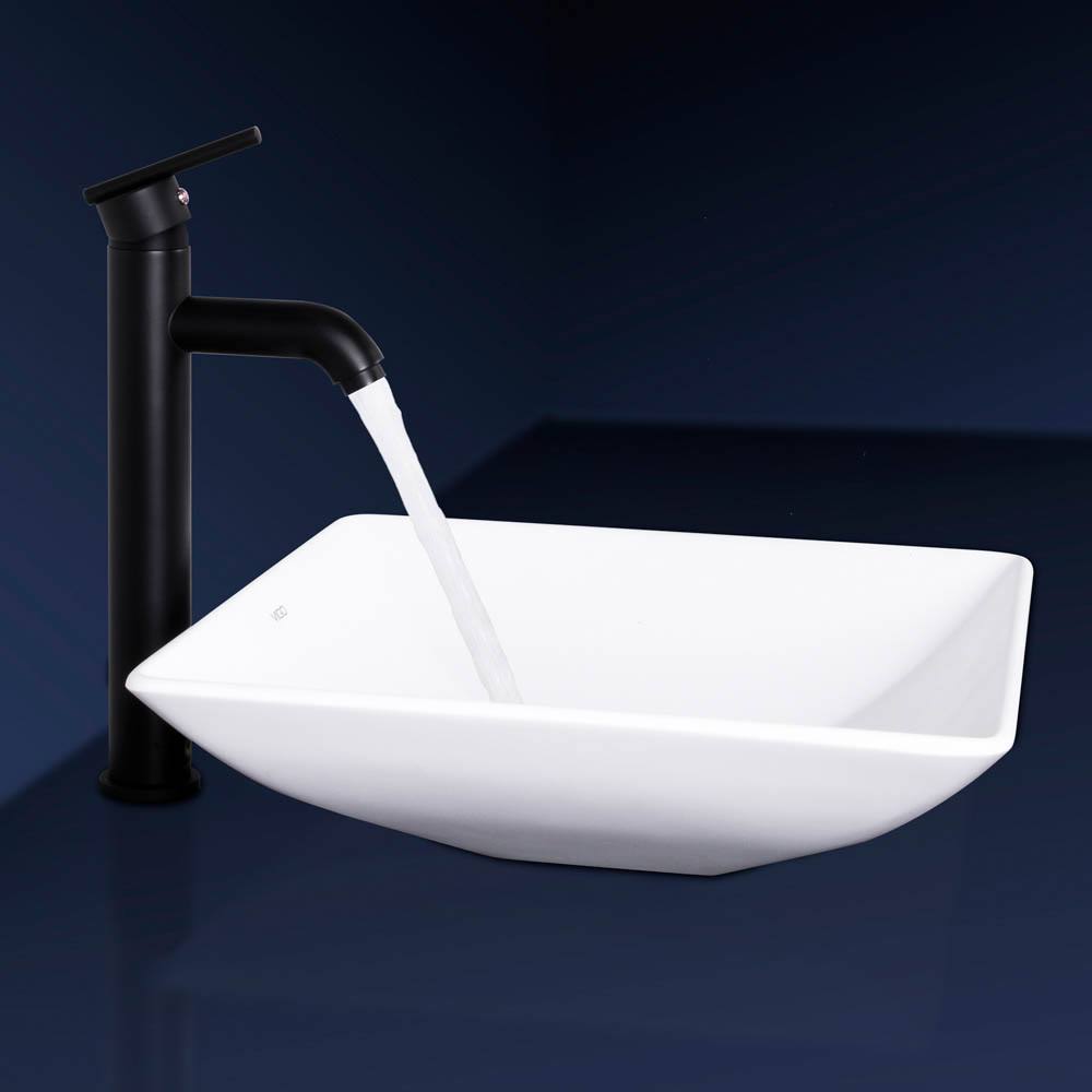Matte Black Stone Vessel Sink and Bathroom Vessel Faucet M4525