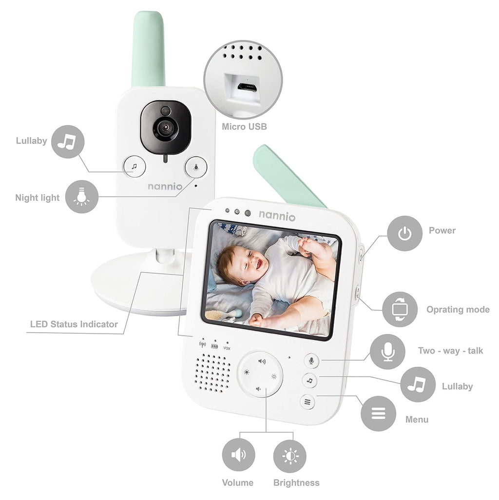 Video Baby Monitor with Night Light & Vibration, 3.5 Camera Monitor, Two-Way Audio B24615