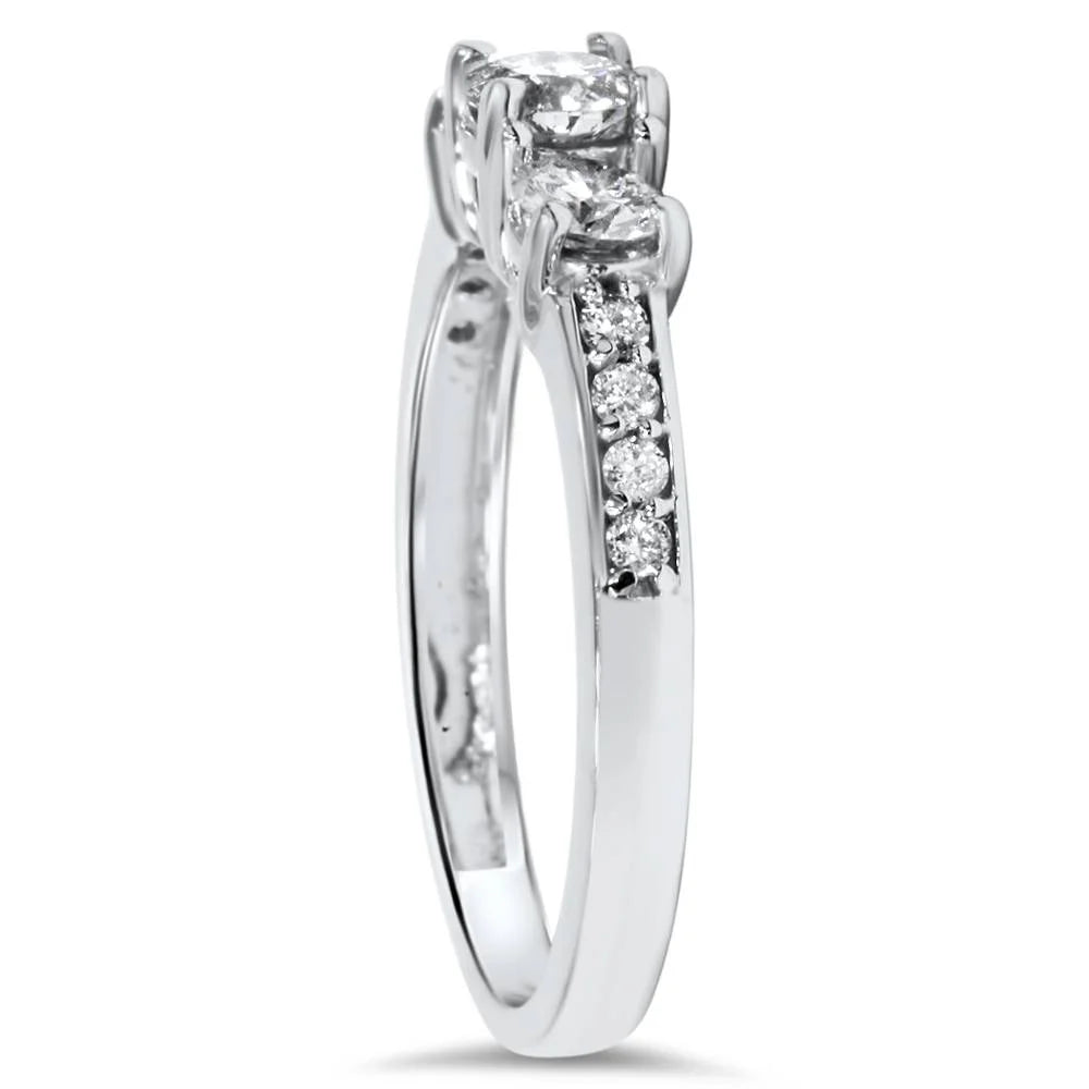 1ct 3-Stone Diamond Engagement Ring 14K White Gold J21536