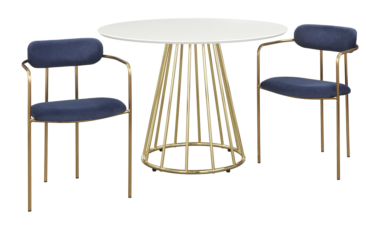 White/Gold Round Metal Dining Table I87849