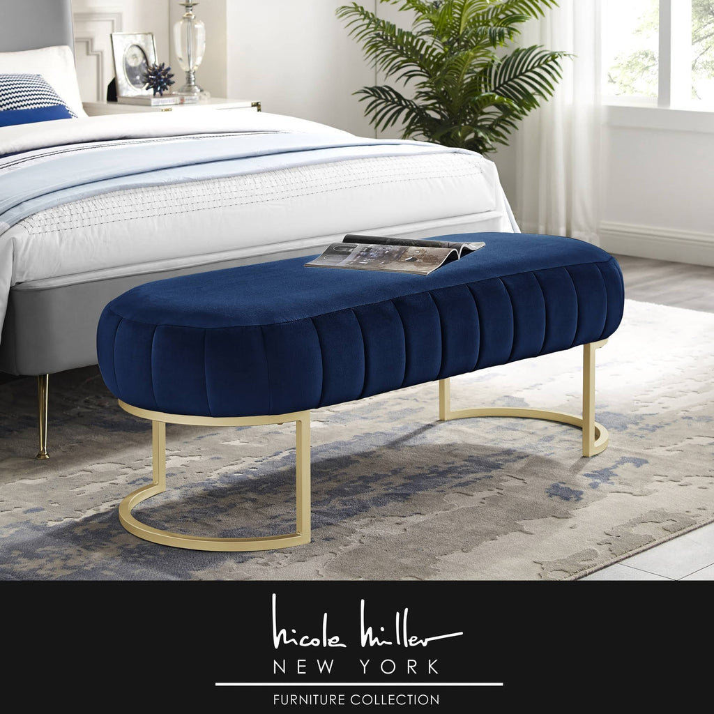 Navy/Gold Velvet Bench C4196