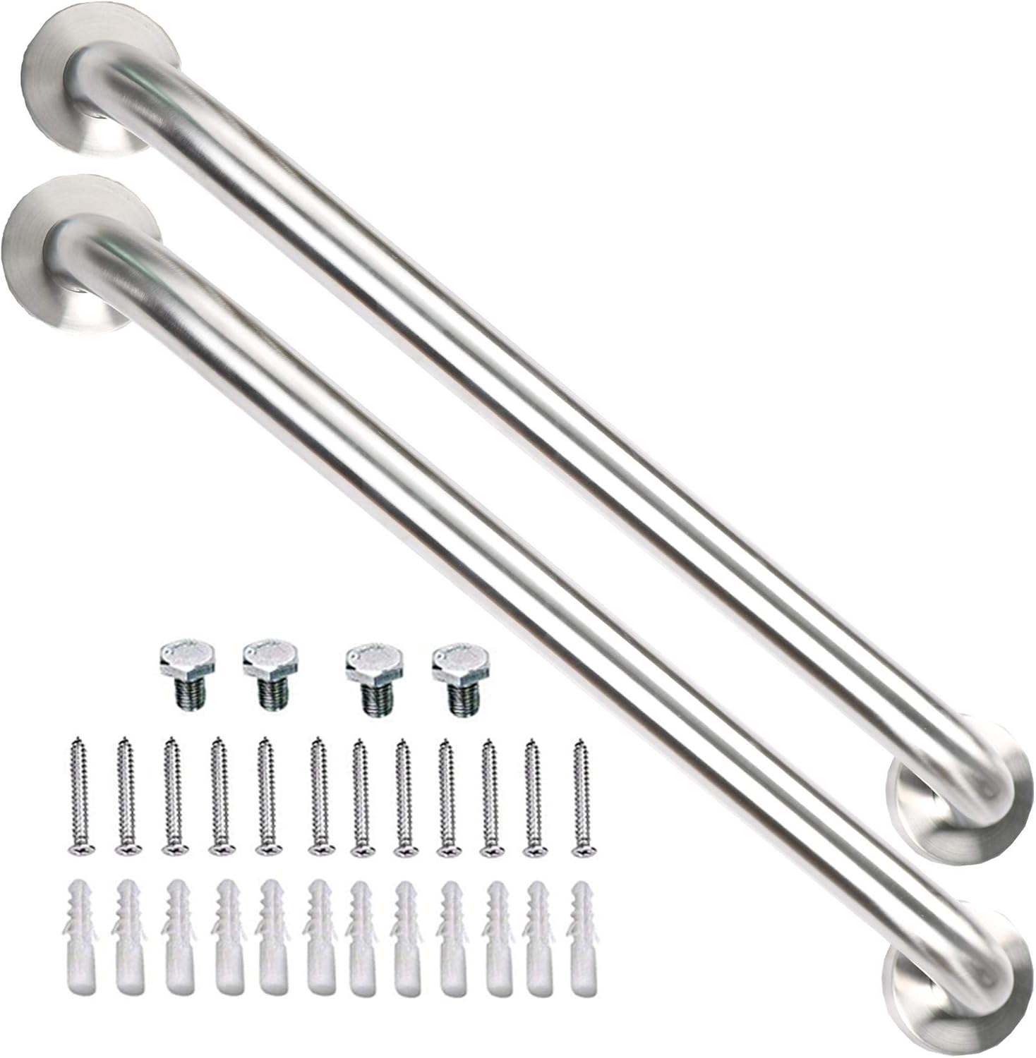 2 Pack 24 Inch Satin Brushed Nickel Stainless Steel Bathroom Grab Bar R1889