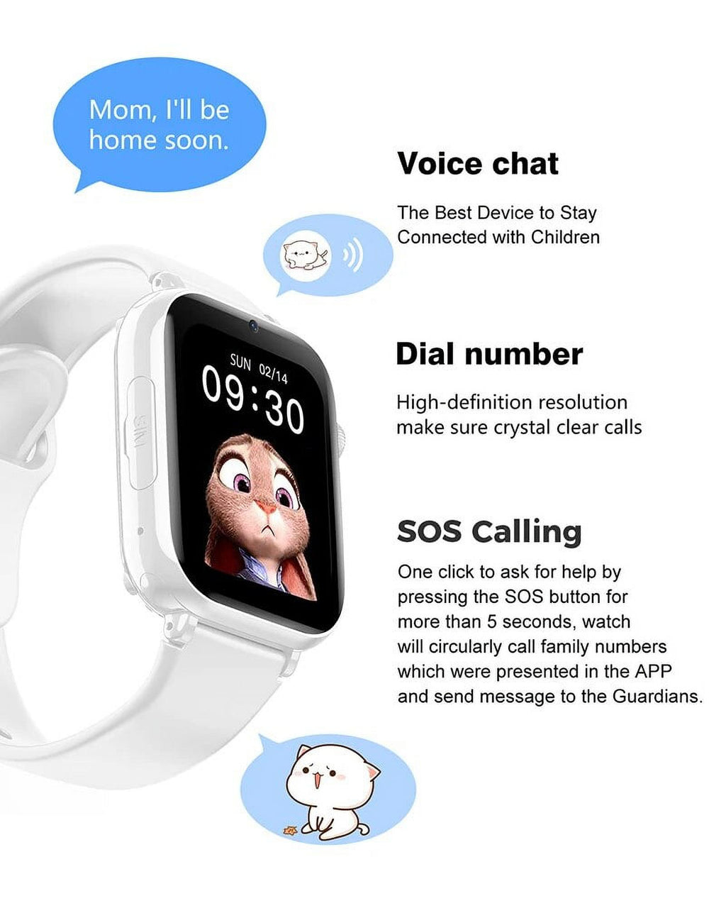 White 4G Smart Watch with GPS Location Tracker Camera D8261