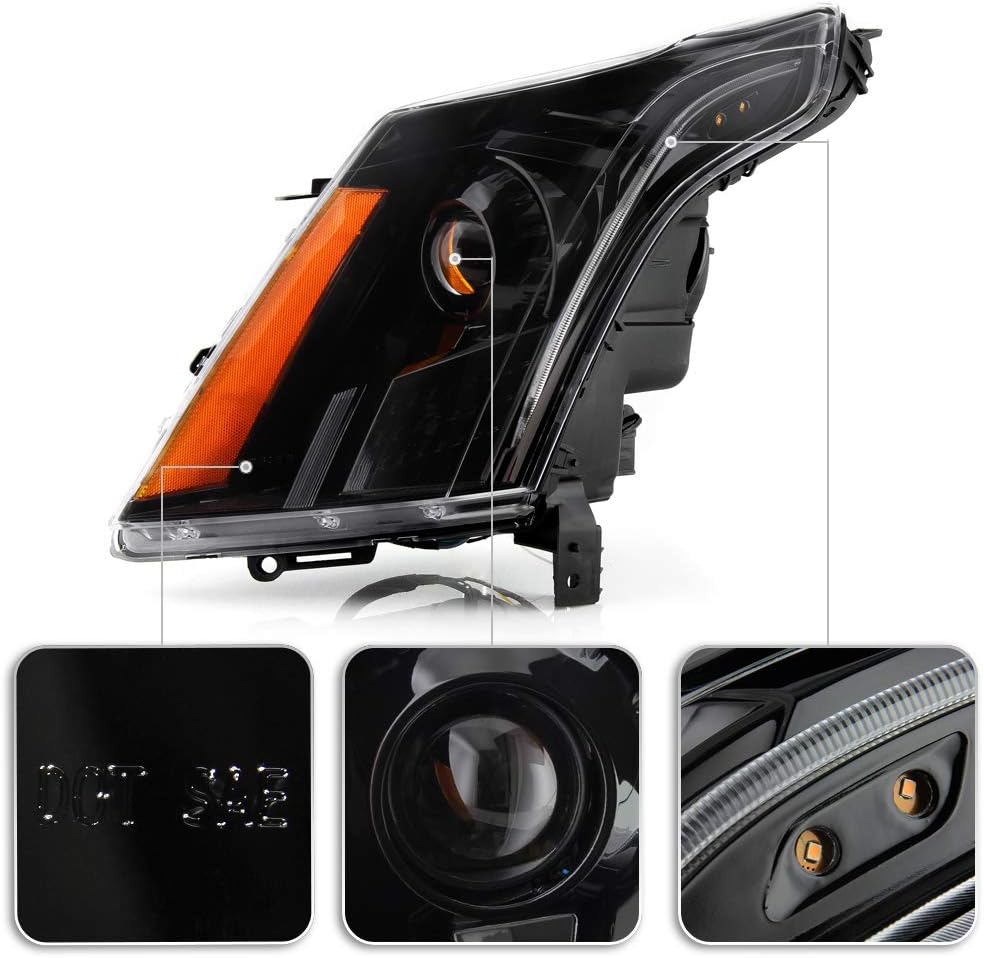 Black Housing Projector Headlights with LED Tube B756055
