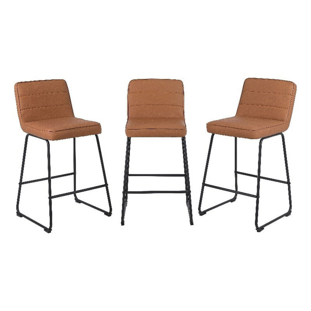 Faux Leather Counter Stool in Camel (Set of 3) C577709