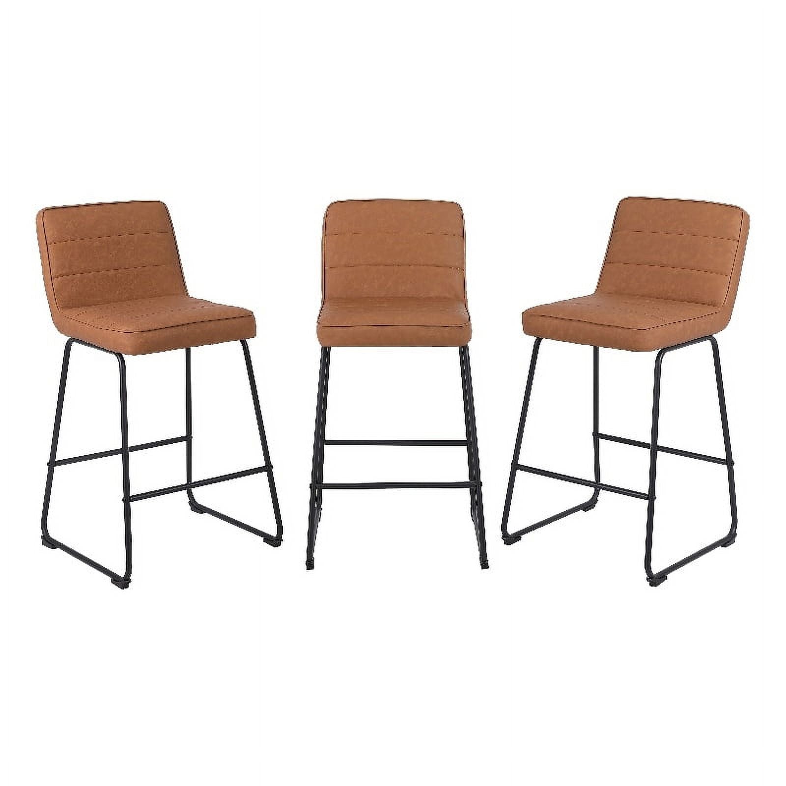 Faux Leather Counter Stool in Camel (Set of 3) C577709