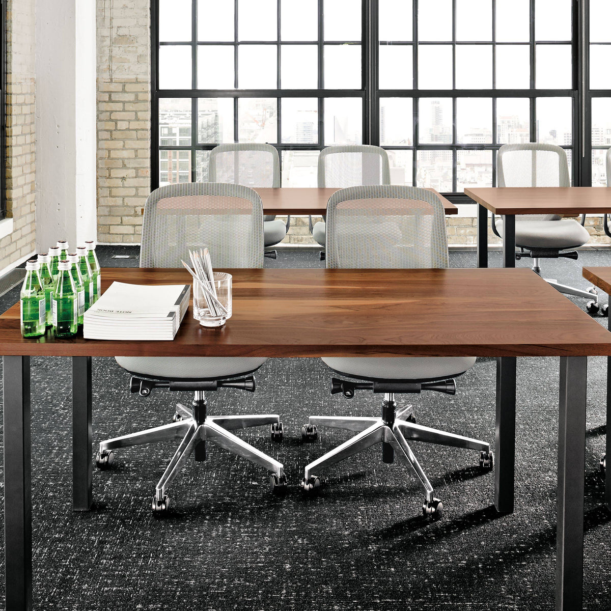 Maple Top Square Table with Graphite Base Q829992
