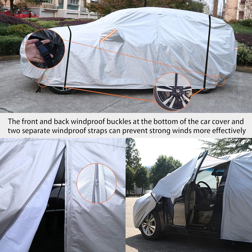 Waterproof All Weather Outdoor Car Cover with Zipper X76213