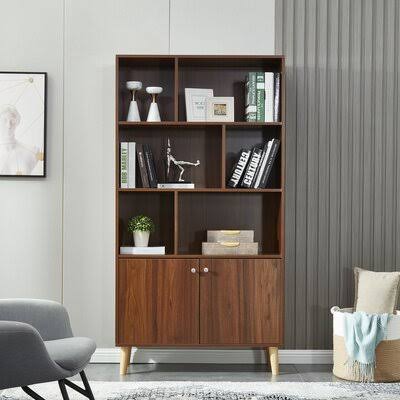 Walnut Bookcase with Doors U602027