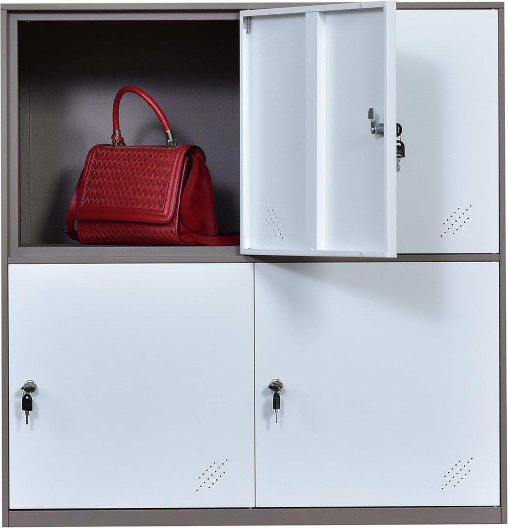 White Metal Storage Cabinet with Lock and Doors N2243