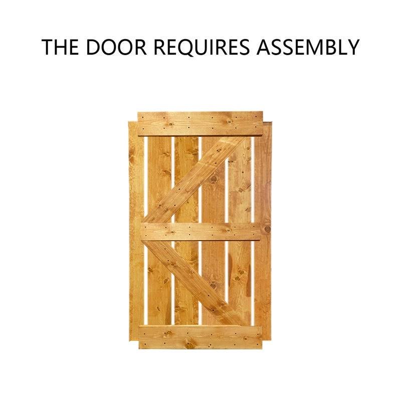 White Stained Solid Pine Wood Interior Double Sliding Barn Door with Hardware Kit X9798