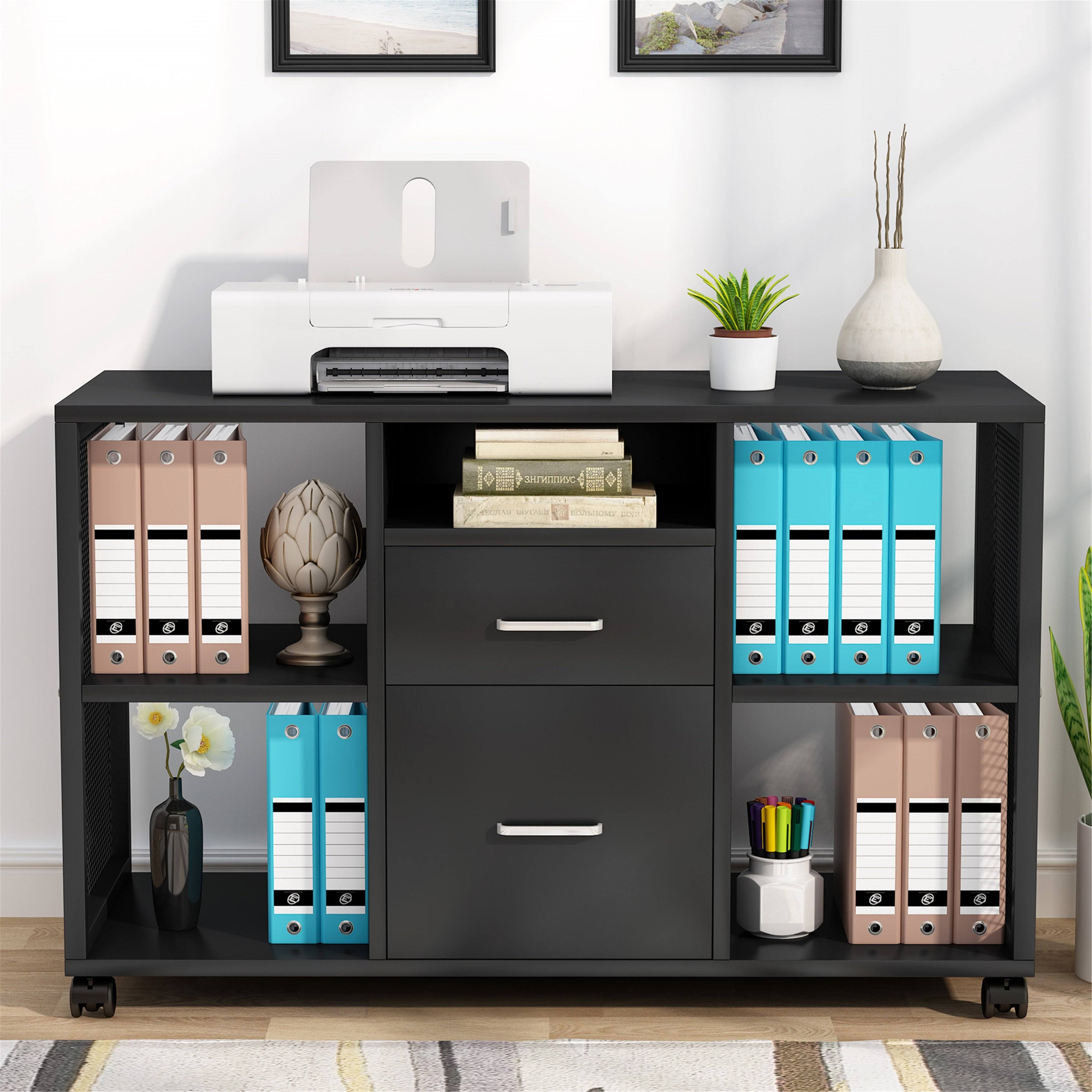 Black 2-Drawer Mobile Filing Cabinet J54558