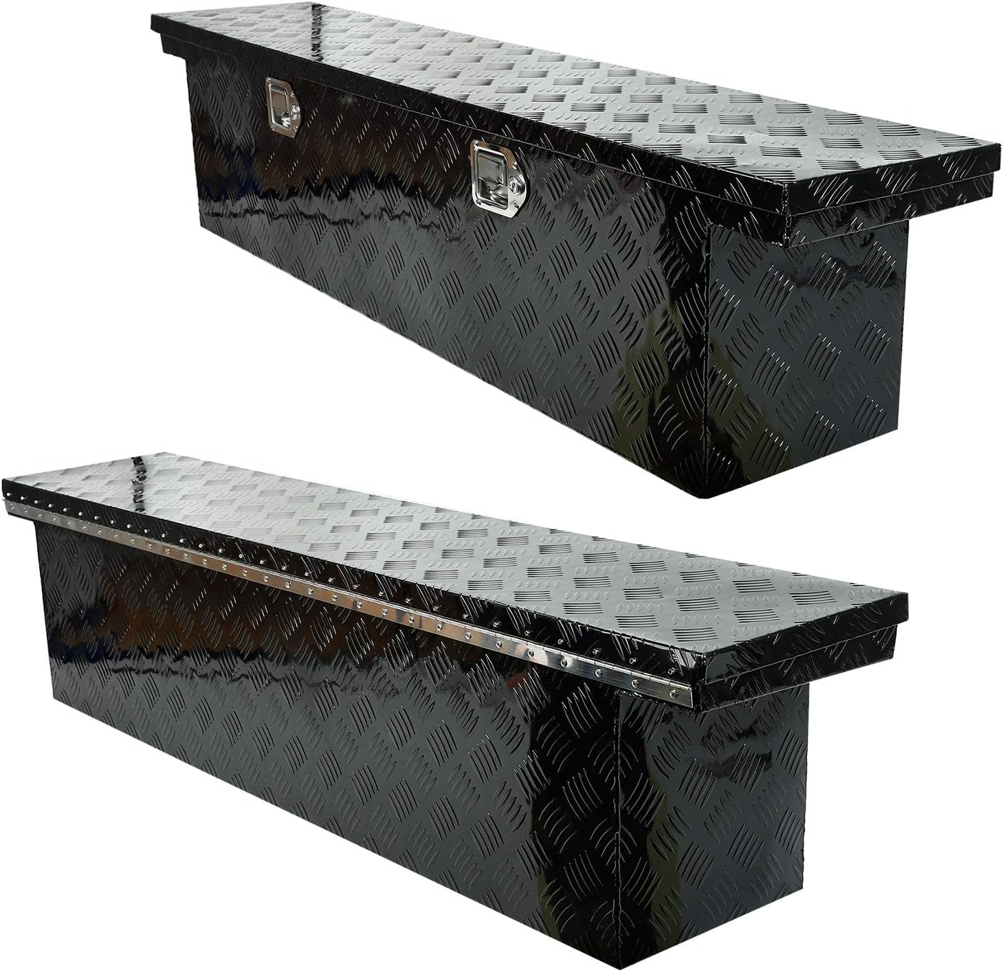 Black Aluminum Heavy Duty Truck Bed Tool Box with Lock & Keys U99693