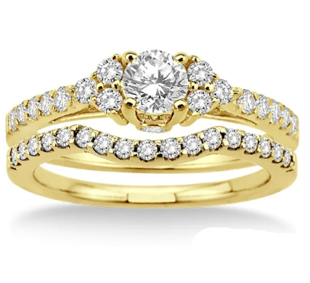 10k Yellow Gold Round Cut Diamond Bridal Set J94485