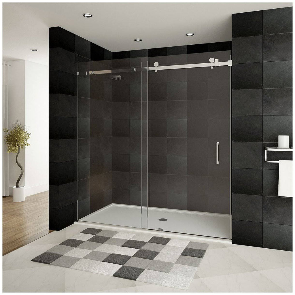 Chrome Sliding Shower Door with Stationary Panel K12006