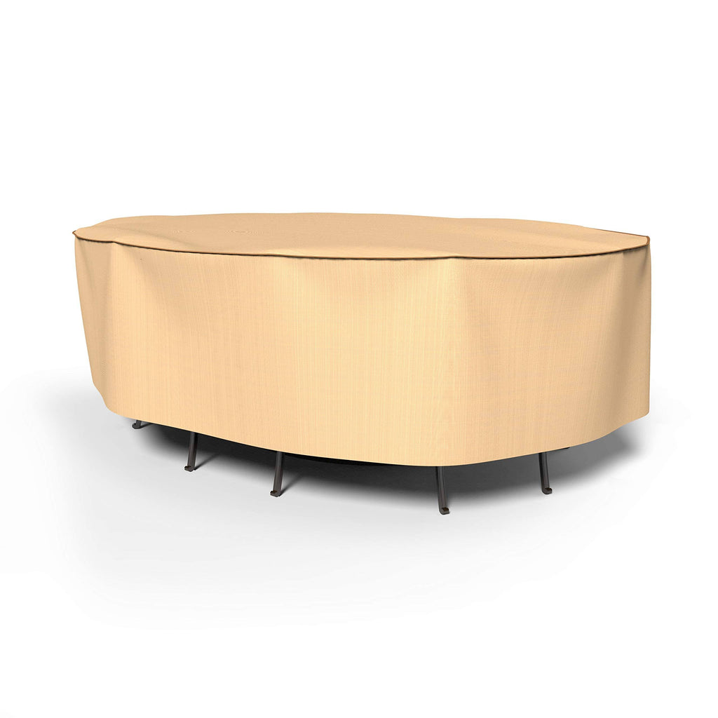 Tan Extra-Extra-Large Patio Oval Table and Chairs Combo Cover X447