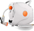 Wall Mount Retractable Garden Hose Reel, 82 FT 5/8 Inch, 8 Patterns Nozzles, Brass Connector Z886