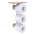Polished Nickel Wall Mount Toilet Paper Holder with Wood Shelf O239829