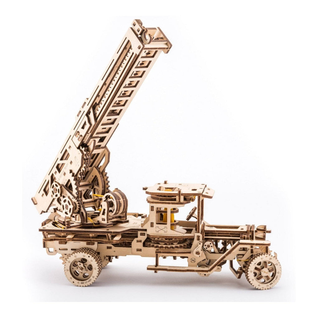 Fire Truck with Ladder Mechanical Wooden Model Kit 3D Puzzle I5597