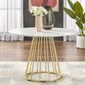 White/Gold Round Metal Dining Table I87849