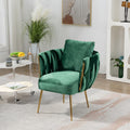 Green Velvet Accent Chair with Pillow O9999
