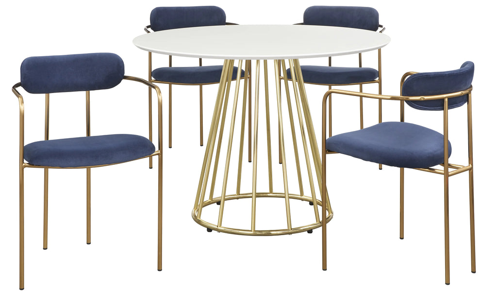 White/Gold Round Metal Dining Table I87849