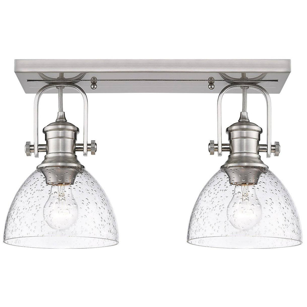 2-Light Semi-Flush Mount with Seeded Glass Pewter D5616