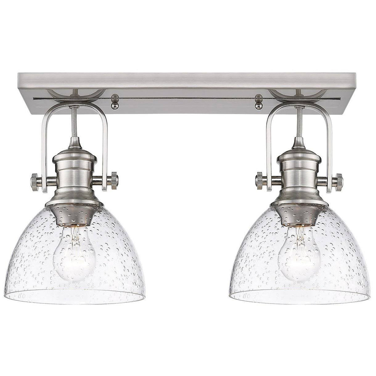 2-Light Semi-Flush Mount with Seeded Glass Pewter D5616