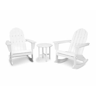 White Plastic Resin Rocking Adirondack Chair W555382