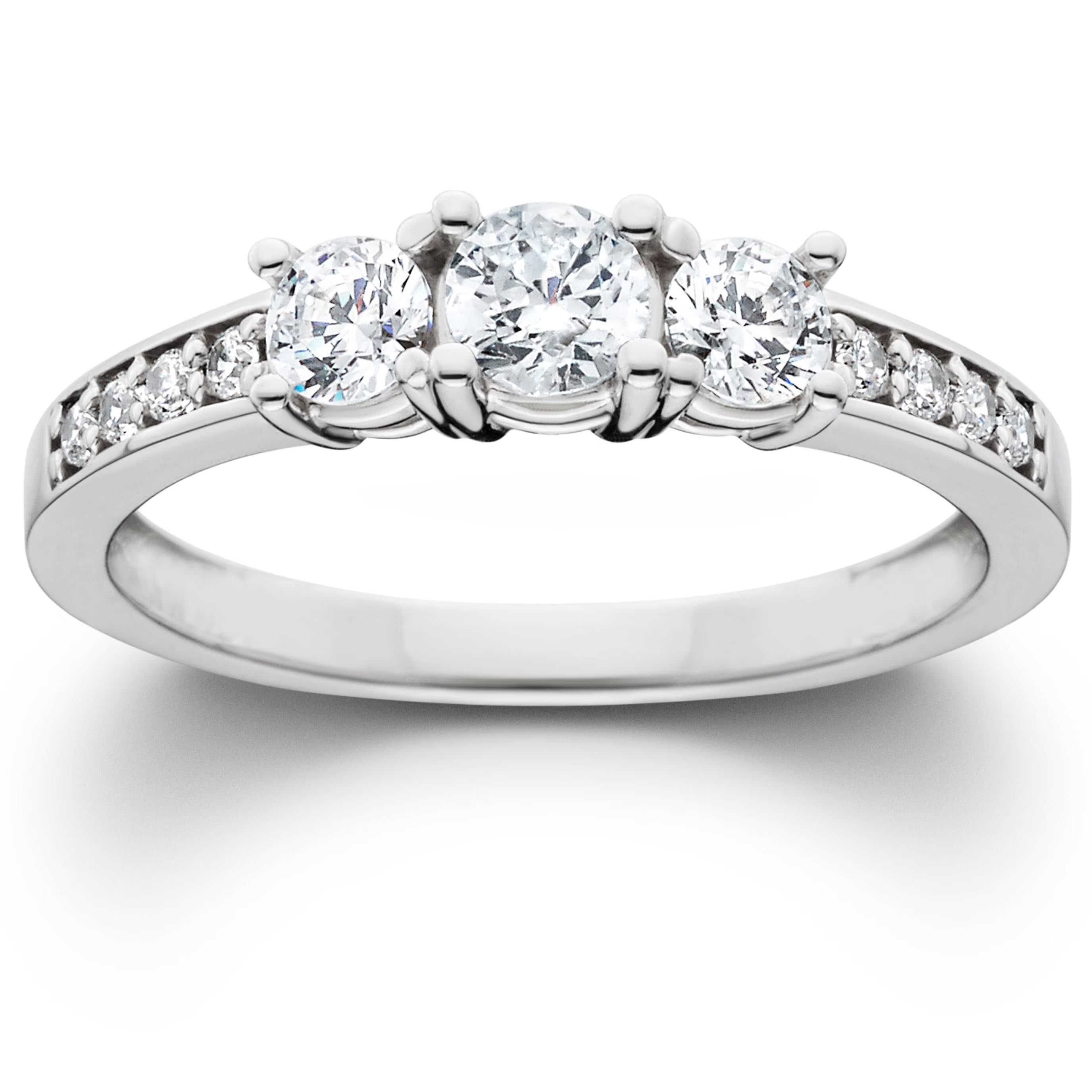 1ct 3-Stone Diamond Engagement Ring 14K White Gold J21536