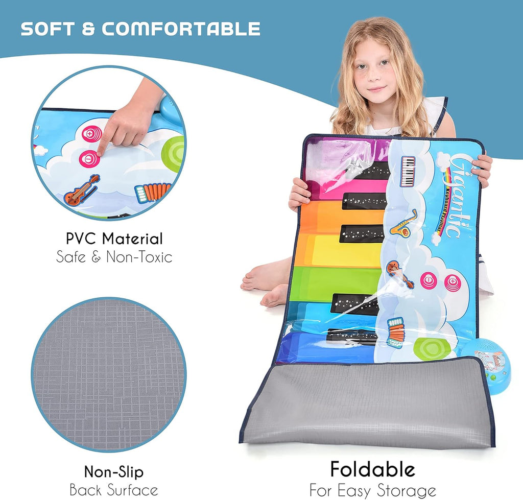 Floor Piano Mat – 24 Keys, 8 Inbuilt Sounds, with 2 Maracas, Tambourine, and Flute S10342