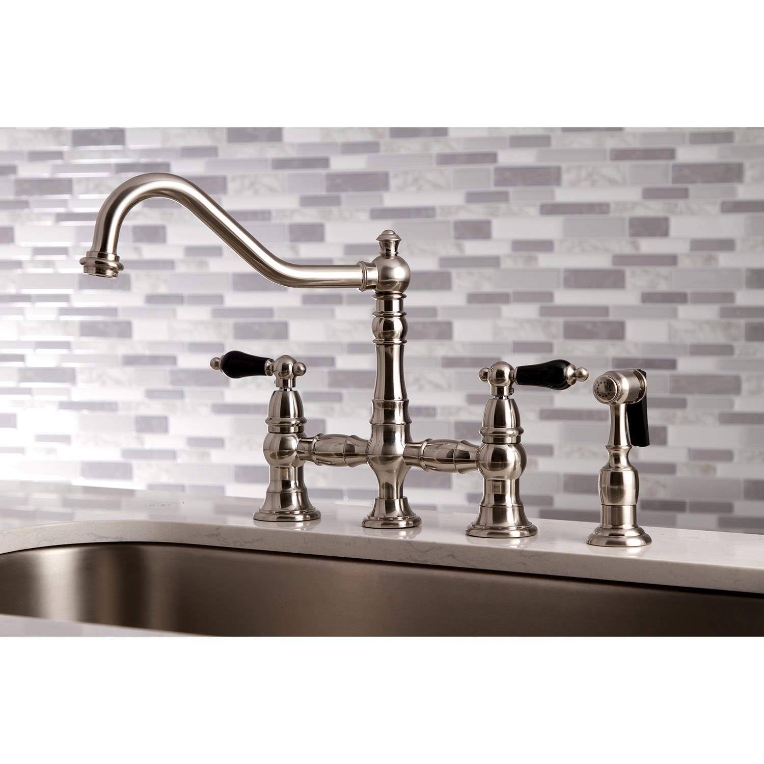 Polished Chrome Kitchen Faucet with Brass Sprayer M4402
