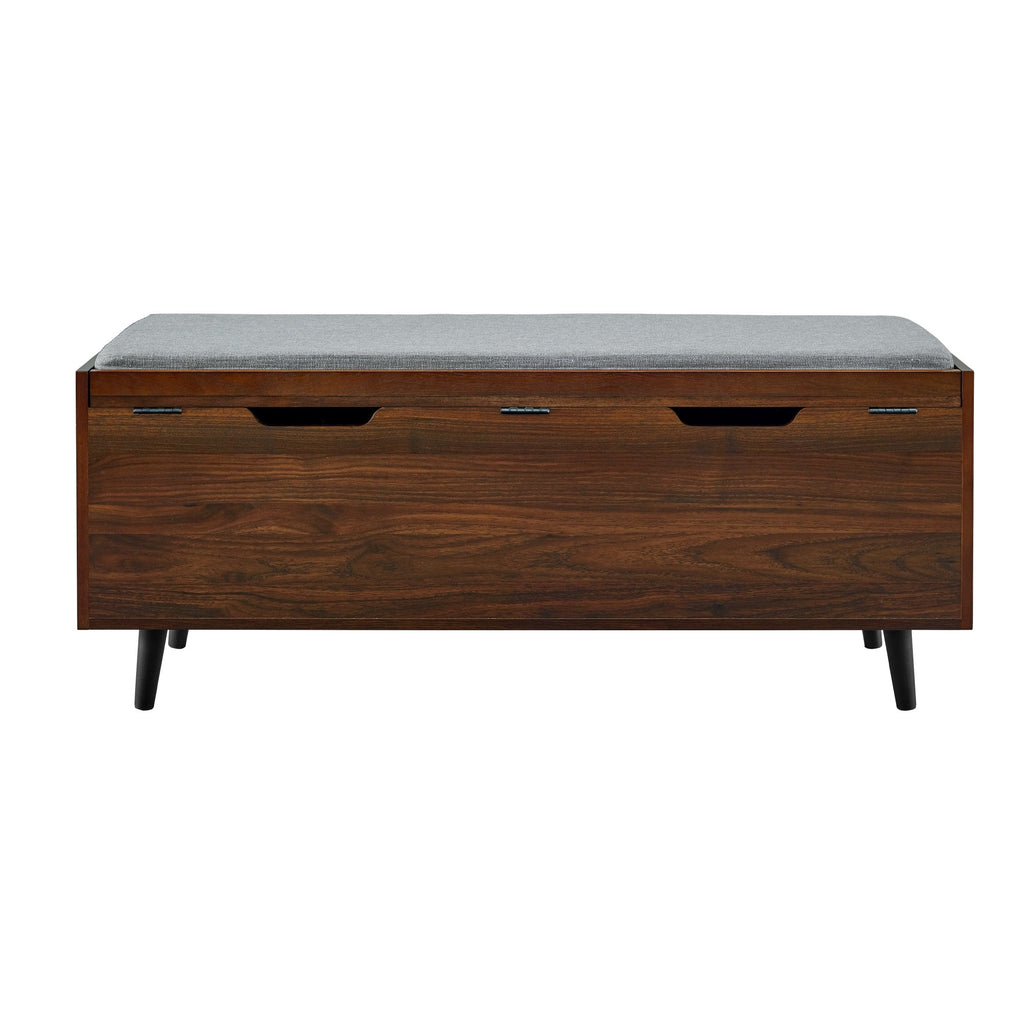 Lift Top Dark Walnut Storage Bench Y492