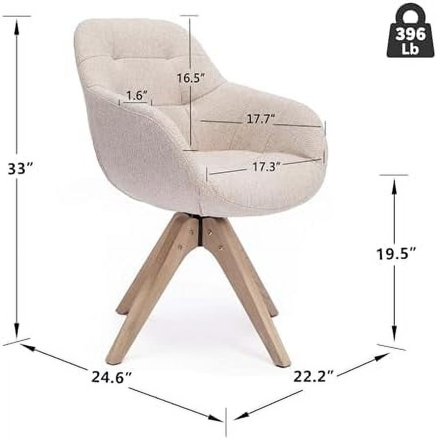 Mid Century Modern Swivel Fabric Accent Chair with Oak Wood Legs B7025