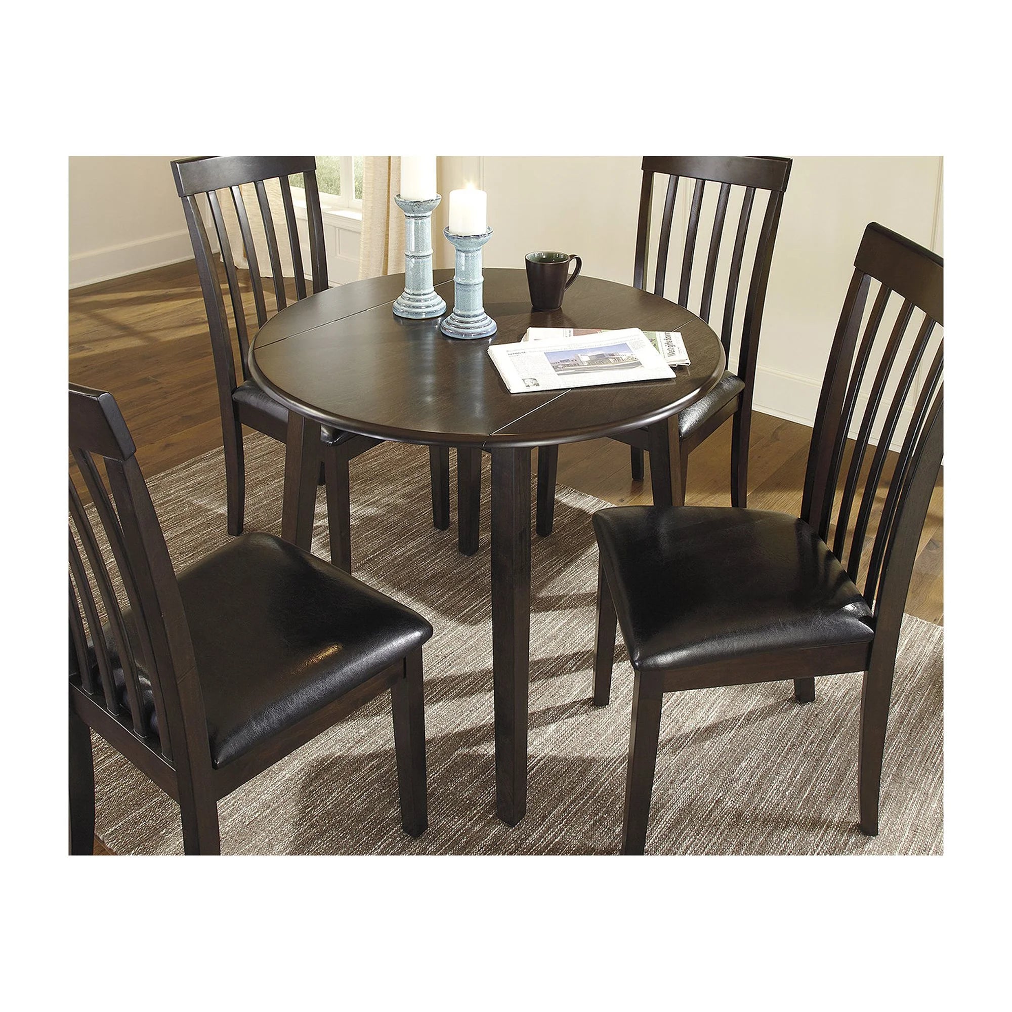 Dark Brown Drop Leaf Dining Table Q1489