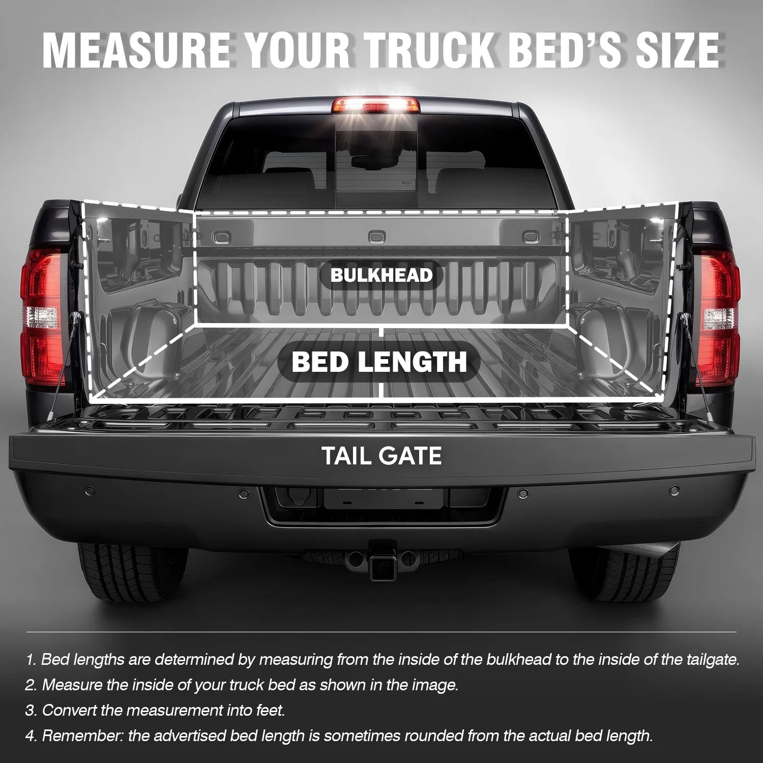 TTC-HARD-082 Solid Hard Top Tri-Fold Tonneau Cover V4610