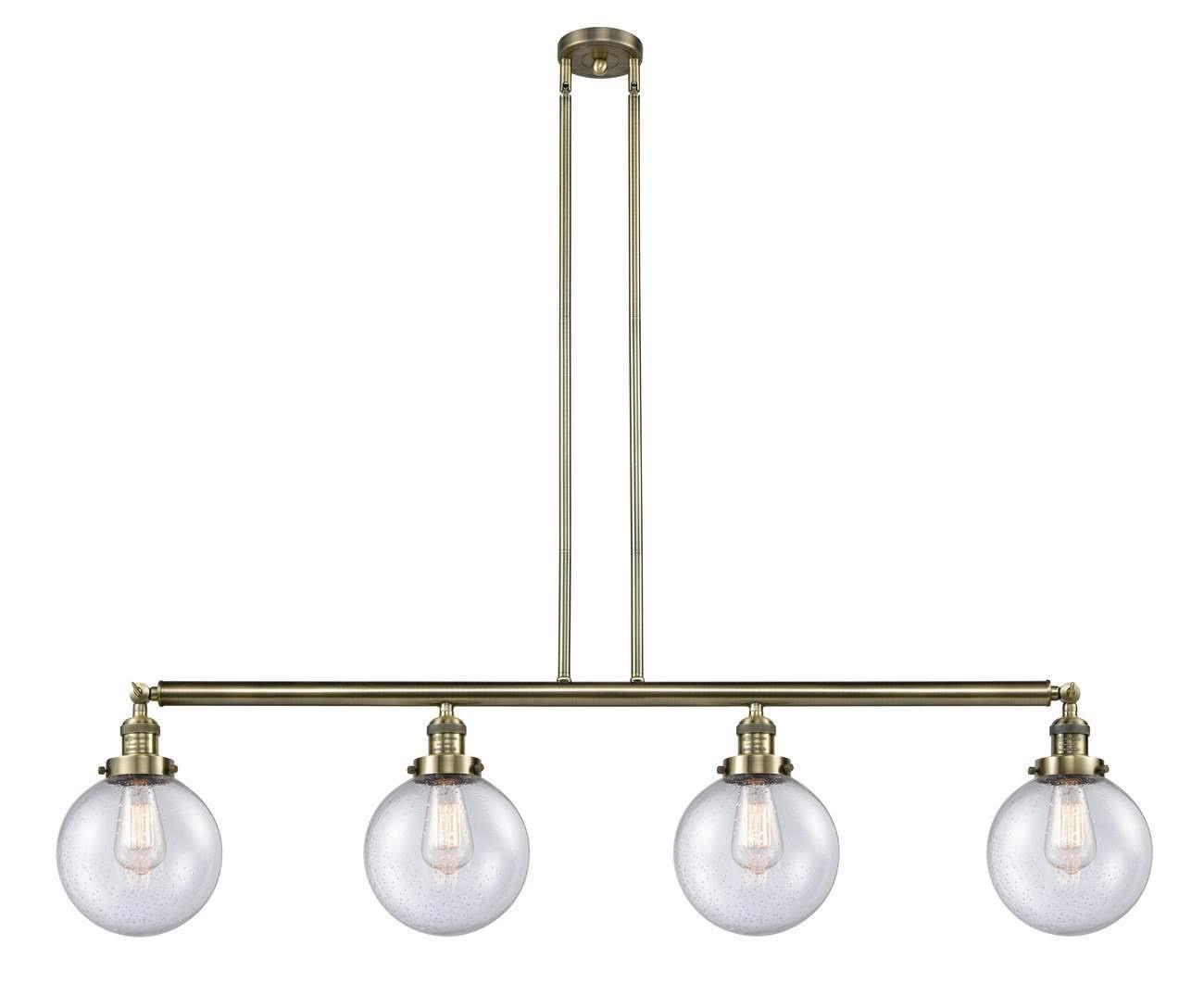 4-Light Antique Brass Island Light with Seedy Glass C105