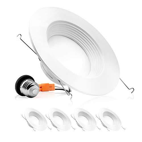 4-Pack 5/6 inch Dimmable LED Recessed Lighting Retrofit Downlight with Baffle Trim J8689