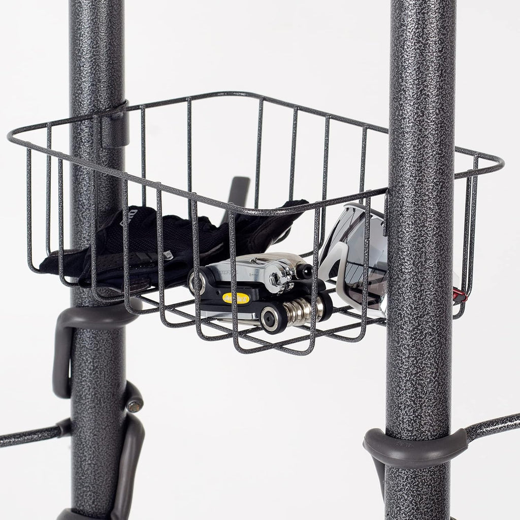 4 Bike Rack Garage - Bike Storage Rack with Basket - Vertical Bike Rack - Freestanding Wall Bike Rack Holds Up to 160 lbs B253917
