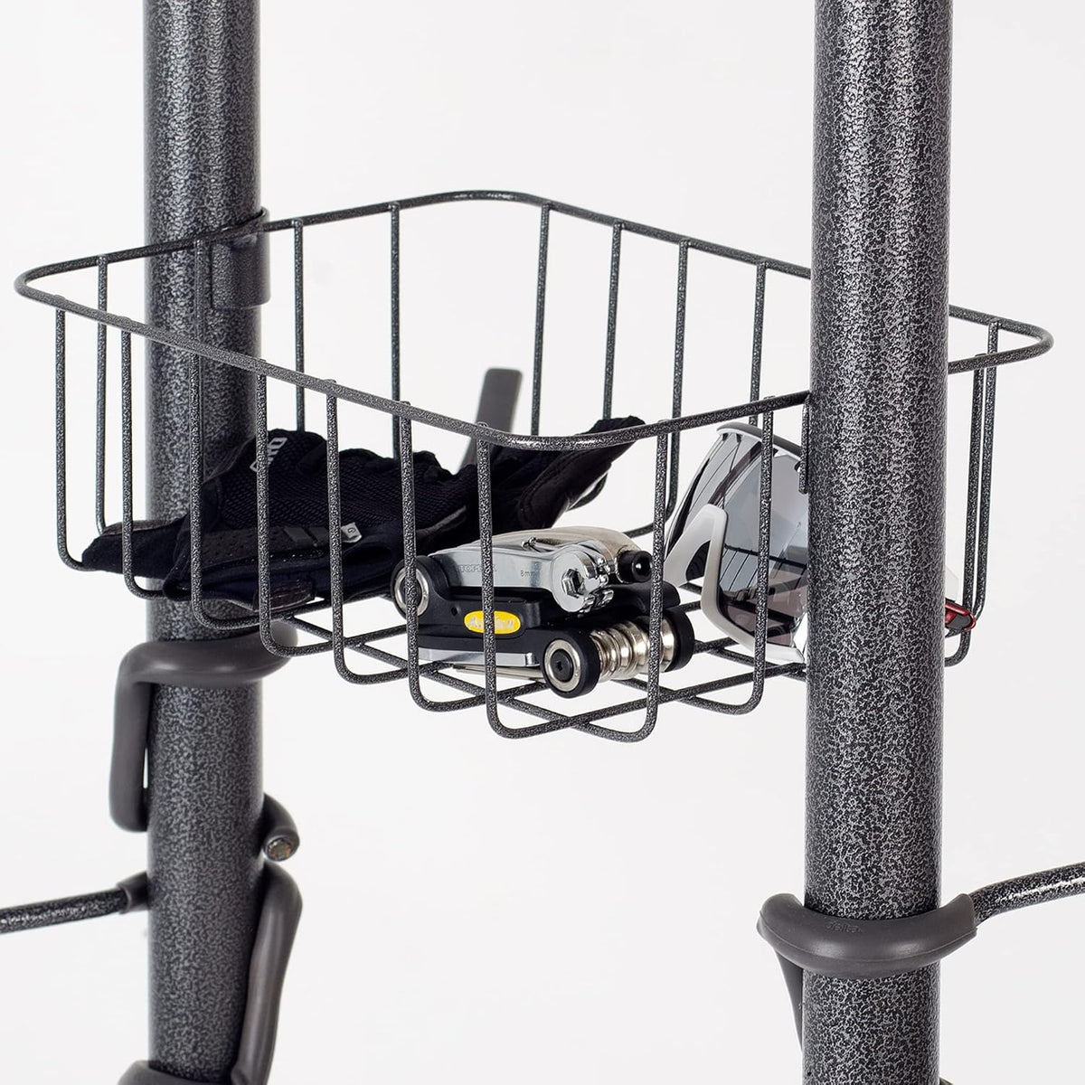 4 Bike Rack Garage - Bike Storage Rack with Basket - Vertical Bike Rack - Freestanding Wall Bike Rack Holds Up to 160 lbs B253917