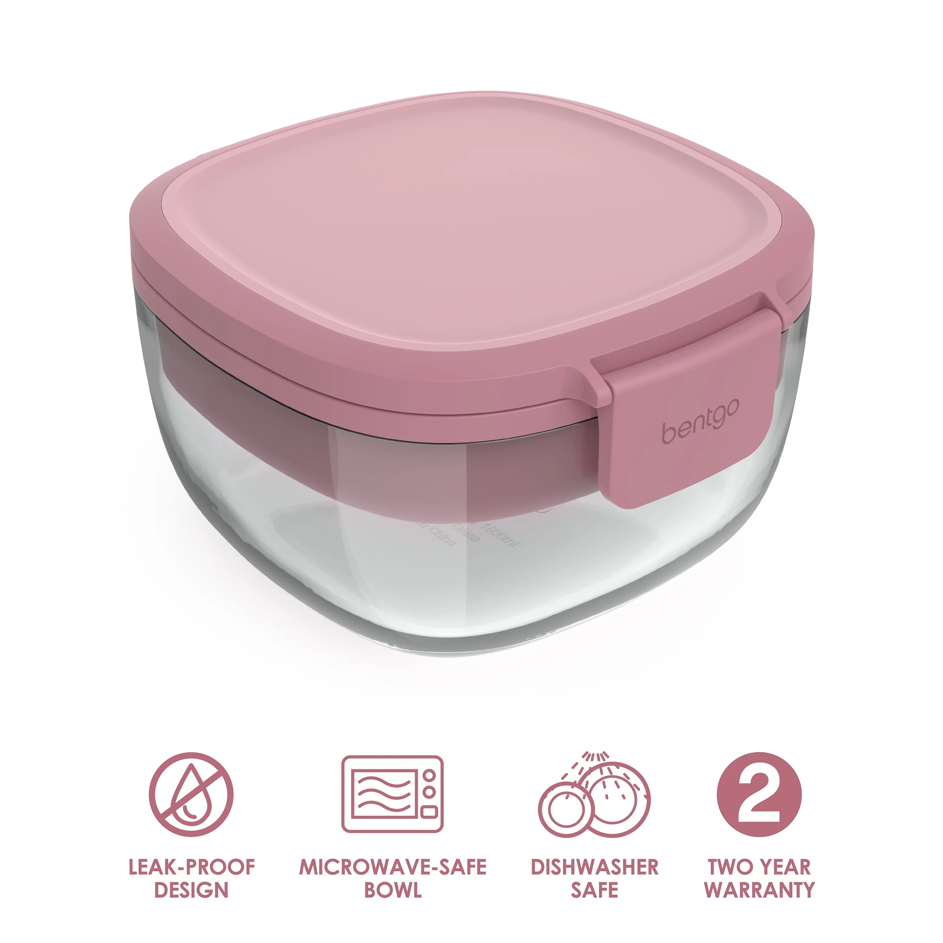 Leak-Proof Glass Salad Container with 61-oz Bowl, 4-Compartment Tray, 3-oz Sauce Container, and Reusable Fork (Dark Gray) X579629