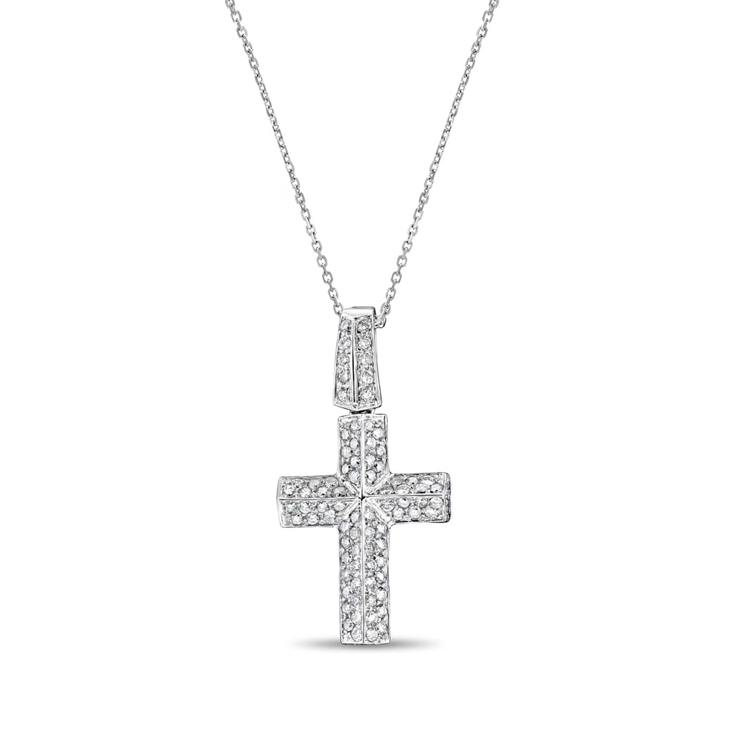 14k White Gold Diamond Cross Pendant T468913
